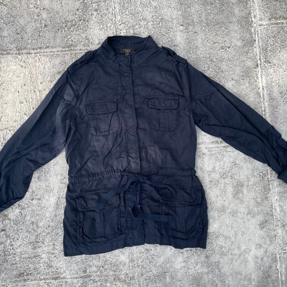 1.2.3 Paris Women Top Navy Blue Light Jacket Shirt Long Sleeve Size 40F 42E